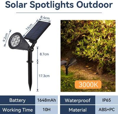 Outdoor Solar Garden Lights Waterproof Outdoor Solar Lights For Garden Patio, Walkway Lawn LED Lamp, Energy Saving Spotlight Yard Lantern Decoration warm Light 1pcs