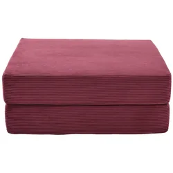 OKWISH Klappbarer Fußschemel Cord Weinrot 109x95x43 cm, ausklappbar zum Einzelsesselbett, ohne Montage