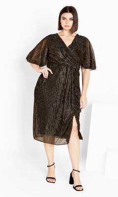Plus Size Women's Julia Plisse Dress by Avenue in Bronze (Size 18)
