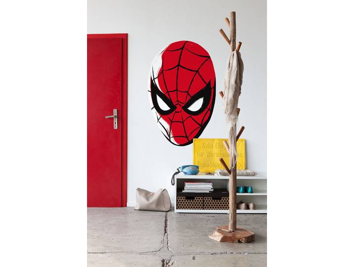 Fototapete KOMAR Wandtattoo - Spider-Man Headshot - Grösse 125 x 125 cm , rot, B:125m H:125m, Kunststoff, Tapeten, Fototapete