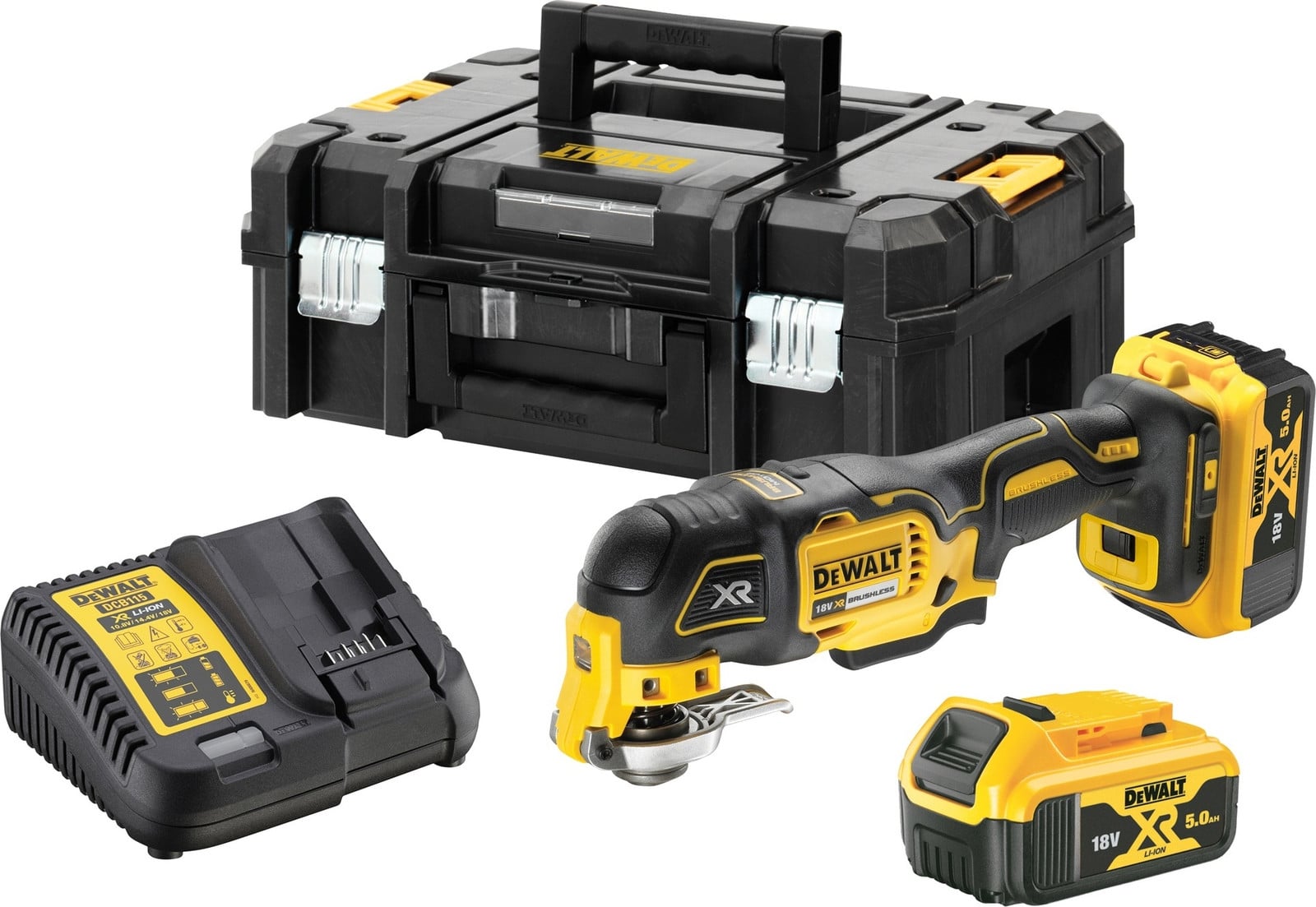 DeWalt DCS356P2-QW Multigereedschap 18V Borstelloos met Koffer, 2 Batterijen en 35 Accessoires
