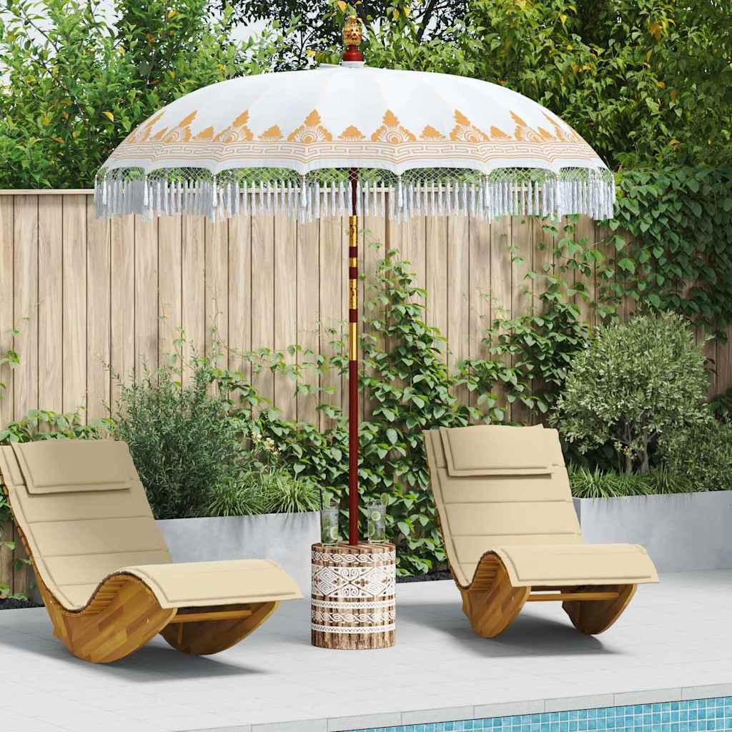 Maison Exclusive - Balinesischer Sonnenschirm mit Sockel Creme Ø 210-220 cm