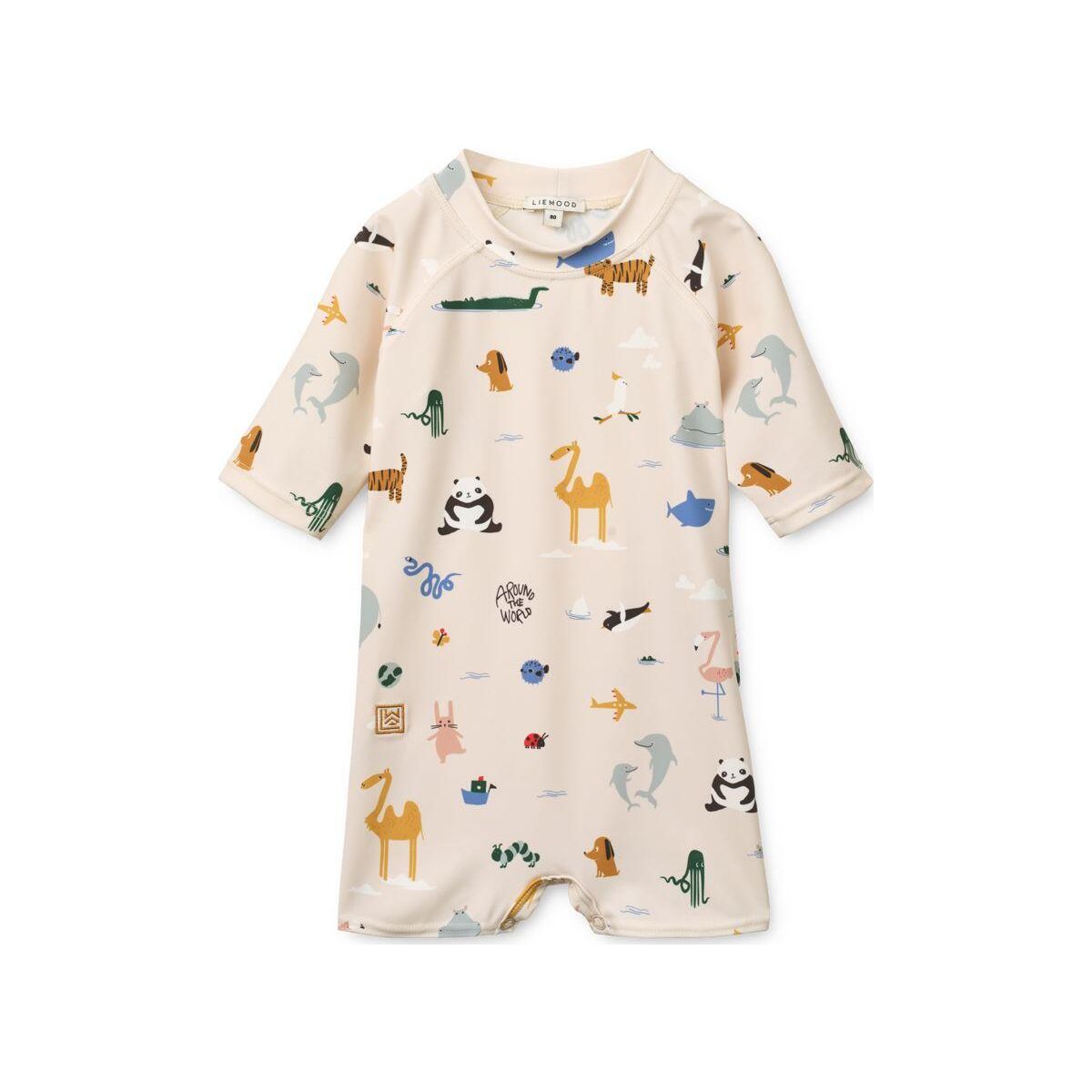 Liewood Thor Baby Swim Jumpsuit around the world / sandy (2604) 68 LW19672-2604-68-CU