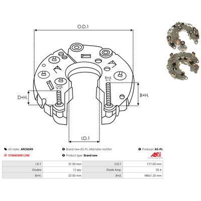 AS-PL Gleichrichter, Generator ARC6049 1170mm