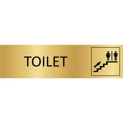 CombiCraft Aluminium Türschild Gold Toilet oben 165x45mm mit 3M-Tape