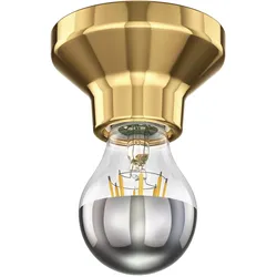 ledscom.de LED Deckenleuchte Elektra Porzellan gold inkl. E27 Kopfspiegel Lampe 667lm warm-weiß