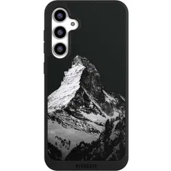 Nivocase Handyhülle für Samsung Galaxy S23 FE Hülle NIVOpure Case Schwarz Alpspitze Berg Schnee (Samsung Galaxy S23 FE), Smartphone Hülle, Schwarz
