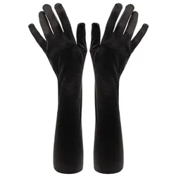 Satin-Handschuhe, schwarz, 55 cm