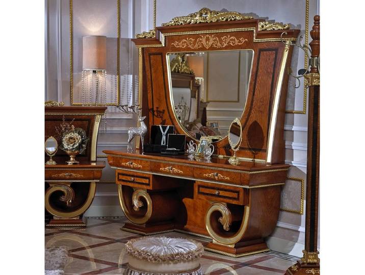 Xlmoebel Schminktisch Luxuriöser Schminktisch mit Spiegel im Barock-Rokoko-Stil (Schminktisch mit Spiegel, YB E38 SERIE Schminktisch), Hergestellt in Europa