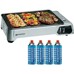Tragbare Gasplancha 2300W + 4 Gaskartuschen + KEMPER Transportkoffer
