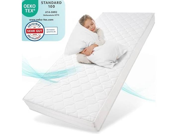 Sun Garden Kindermatratze 90x200 cm H2, Oeko Tex 100 Zertifiziert Matratze für Kinderbett, Bezug waschbar, Optimale Matratze für Kinder, Bezug mit Funktionsfaser-Versteppung, P1440 ComfortPur