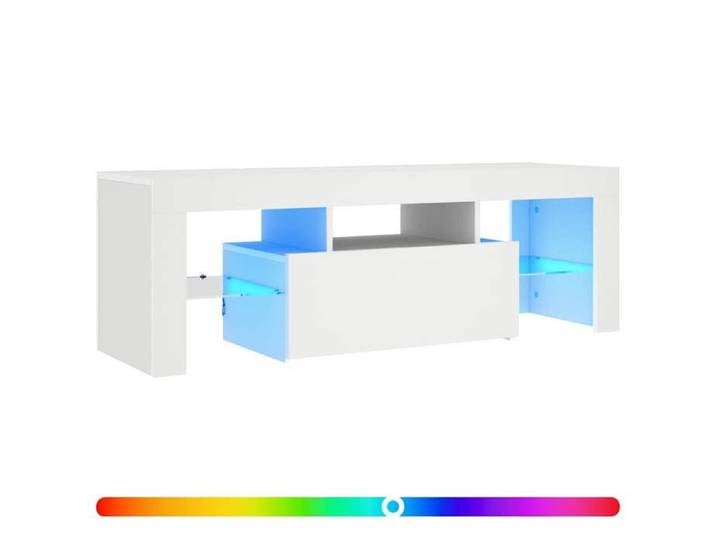 Remise Meuble de télévision - Blanc - Meuble TV avec lumières LED - Blanc - 120x35x40cm_lnm15r