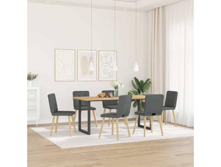POUFGDR 6 Esszimmerstühle, dunkelgrau, aus Stoff Weiches Polyester, Rahmen aus Metall und Holz, dicker Schaumstoff, Wohnzimmer, Gästezimmer