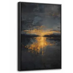 LEINWAND Bilder mit Rahmen - Goldene Reflexion auf dem Wasser - 40x60