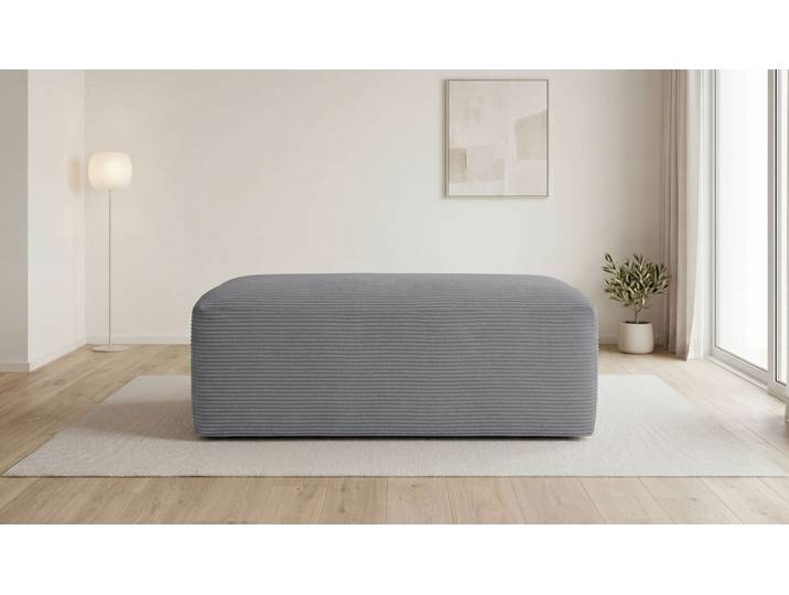 Polsterhocker INOSIGN Koa , grau (dunkelgrau), B:114cm H:44cm T:61cm, 100% Polyester, Hocker, Polsterhocker, Wellenunterfederung, weicher Lounge-Sitzkomfort
