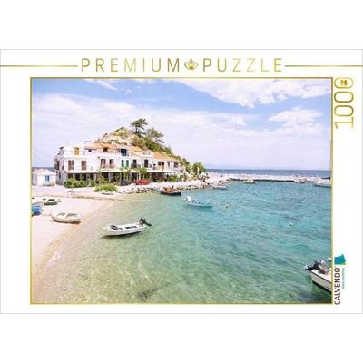 CALVENDO Puzzle Fischerboote im Hafen von Kokkari | 1000 Teile Lege-Größe 64x48cm Foto-Puzzle für glückliche Stunden