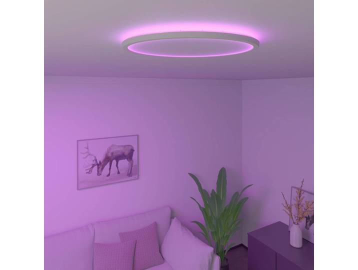 Calex Smart Home Deckenlampe Halo, dimmbar, weiß / opal, für Wohn- / Esszimmer, Kunststoff, Modern, Smart Home Deckenlampe