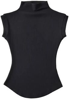 Uplifted Finds Women Summer Turtleneck Sleeveless Top Solid Slim Fit m black