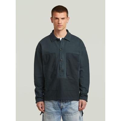 Longpullover G-STAR "Washed Fabric Mix Loose Sweatshirt", Herren, Gr. XS, blau (dk patriot blau gd), Obermaterial: 100% Baumwolle, Pullover Longpullover