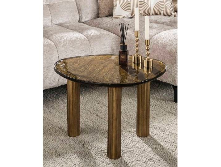 Couchtisch Mira 3 , Glas , Antikgold