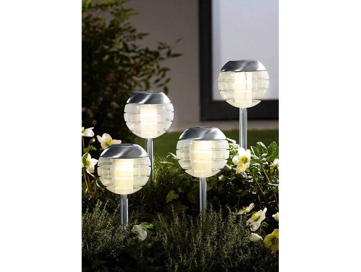 Solarleuchte mit Softone-LED, 4er-Set, Edelstahl