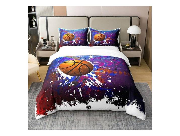 LuxusKollektion Kinderbettwäsche Basketball Bettwäsche Set 135x200cm Mehrfarbig