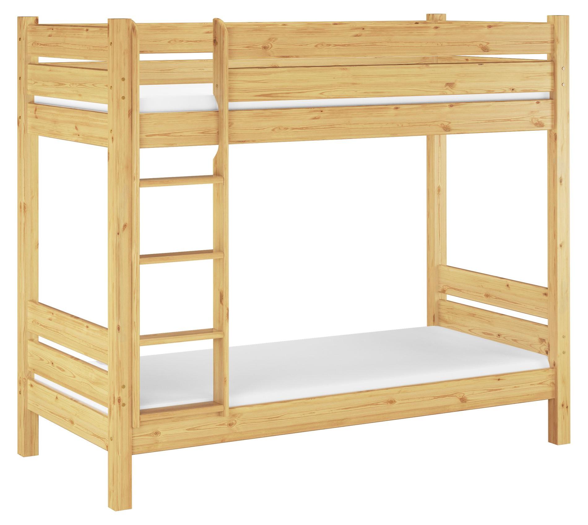 Etagenbett extra robust 90x200 Nische 100 Stockbett Zubehör wählbar Kiefer massiv V-60.16-09Rollrost und Matratze inkl.