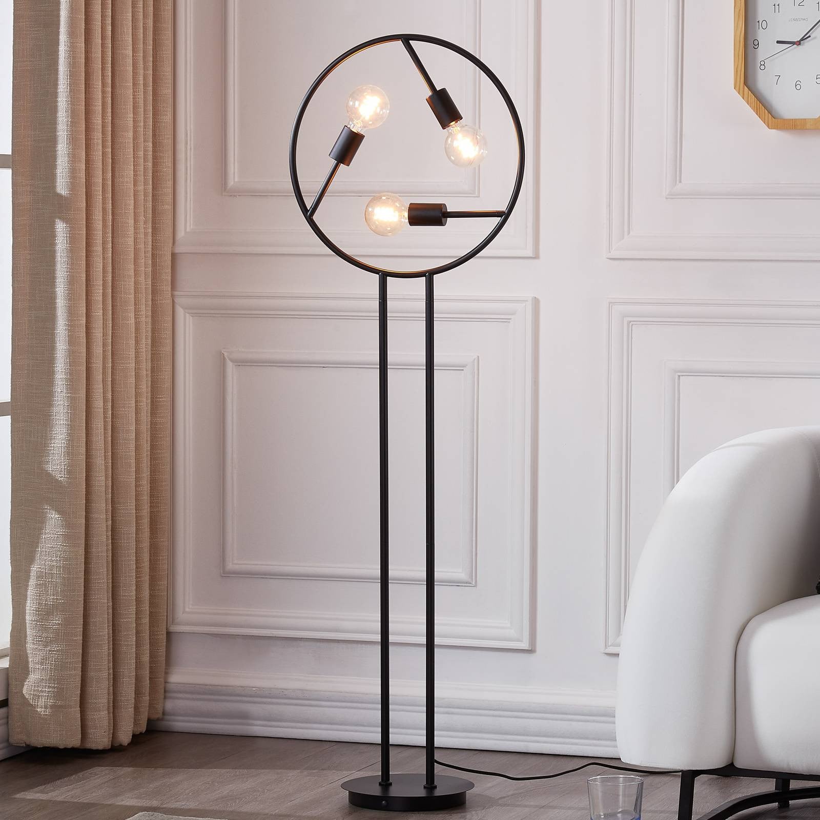 Lucande Design vloerlamp zwart metaal voor woon- en eetkamer