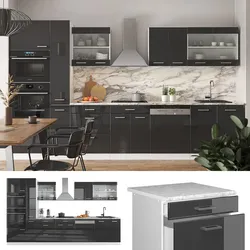Vicco Küchenzeile Küchenblock Einbauküche R-Line 350 cm Weiß Anthrazit Hochglanz