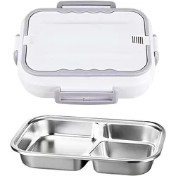 Avizar Mobiler Lunchwärmer 1,5L mit Edelstahl-Tray, Lunchbox, Grau