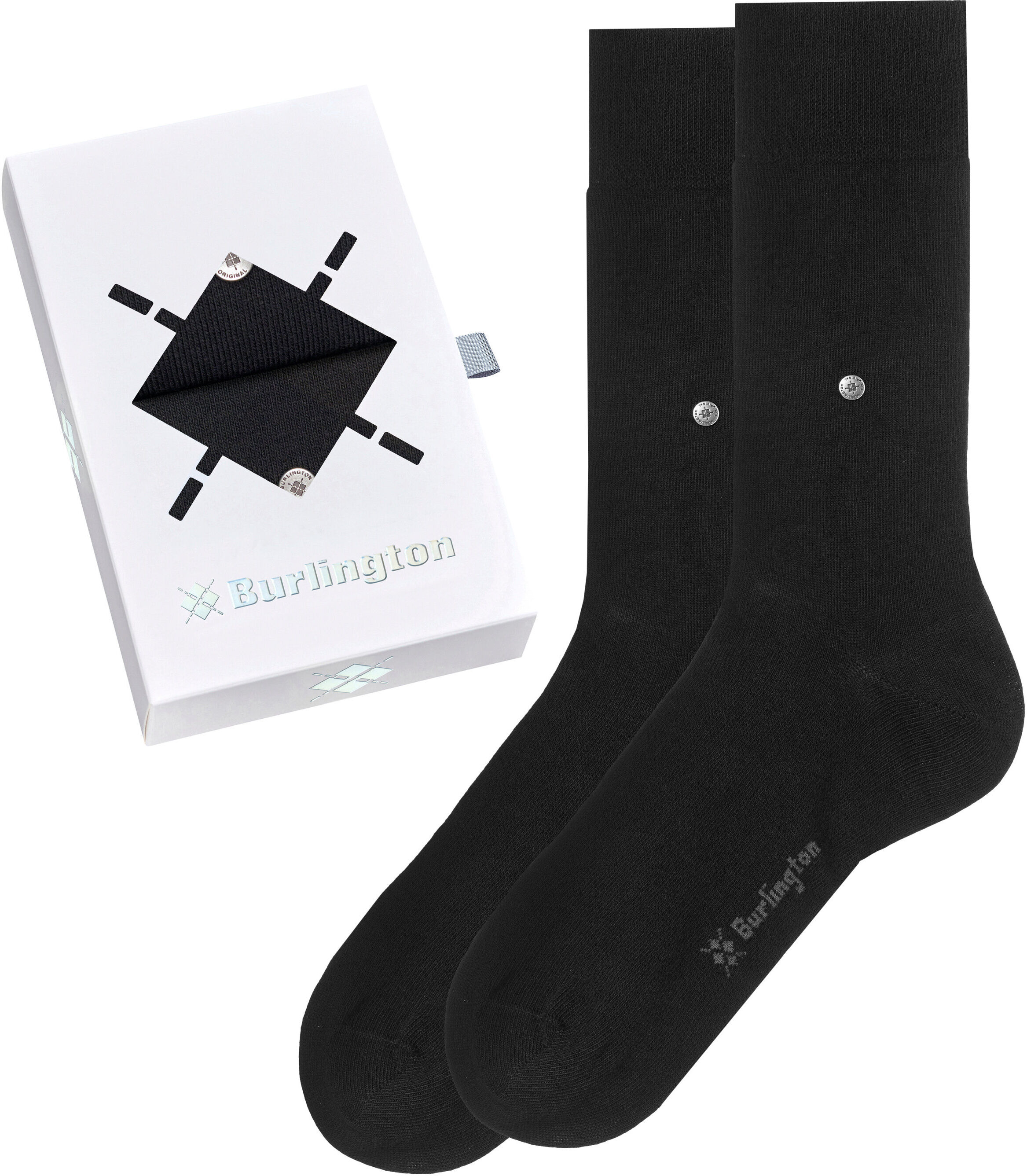 Socken BURLINGTON "Basic Gift Box", Herren, Gr. 40-46, schwarz (schwarz mix 0010), Baumwollmischung, unifarben, Socken Socken, Einheitsgrösse 36-41, unifarben, Burlington-Clip, Geschenkbox schwarz mix 0010 40-46