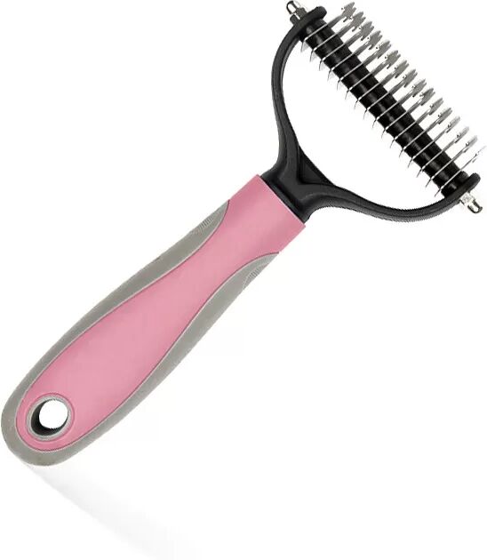 INF Peigne de toilettage double face pour animaux L Rose