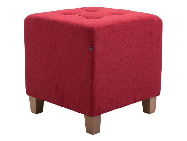CLP Sitzwürfel eckig 45/45/46 cm Stoff rot, Rot, Holz, 45x46x45 cm, Wohnzimmer, Sessel, Hocker & Hockerbänke, Sitzwürfel