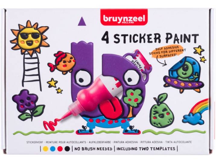 Bruynzeel Stickerverfset - Stickerverf - 4 kleuren + 2 sjablonen