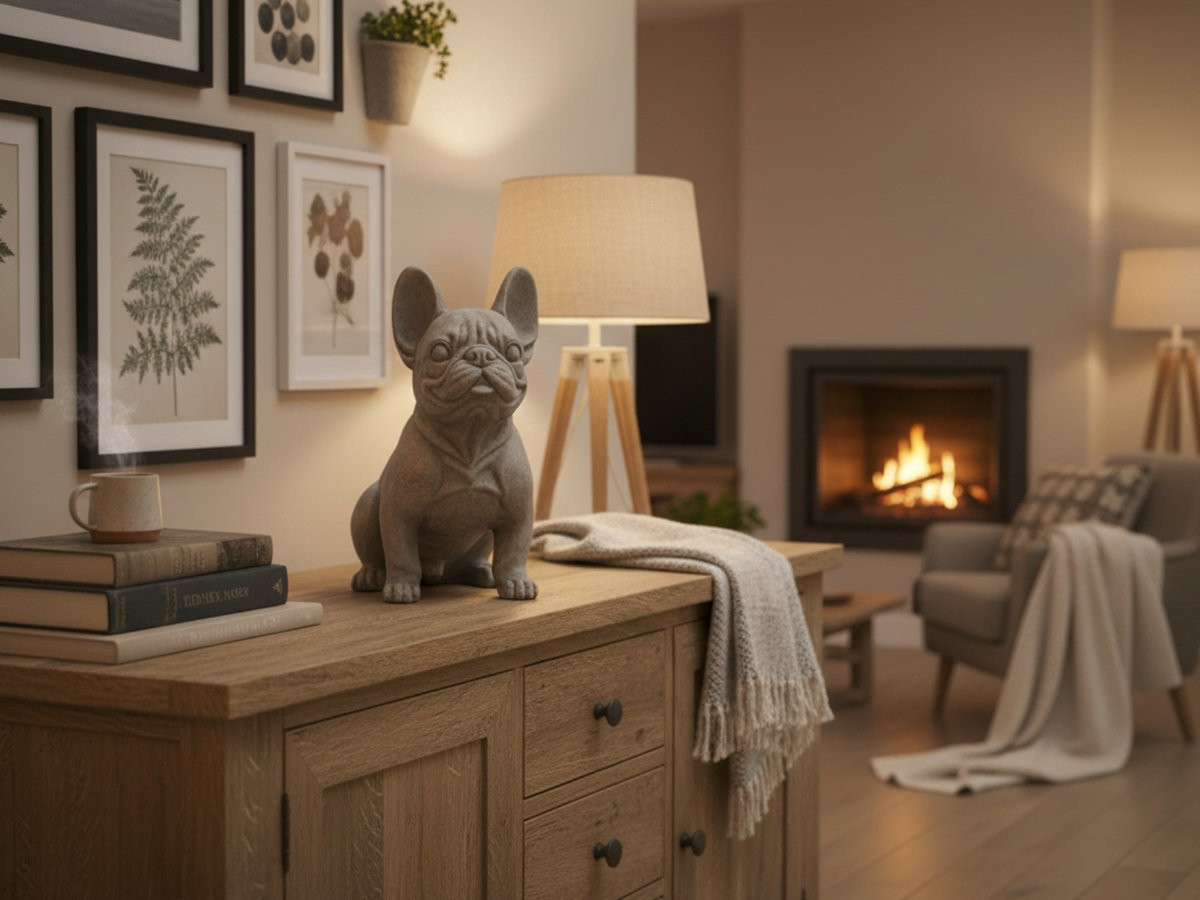 Decoratief Beeld Bulldog Bruin B: 40 cm, D: 23 cm, H: 43 cm