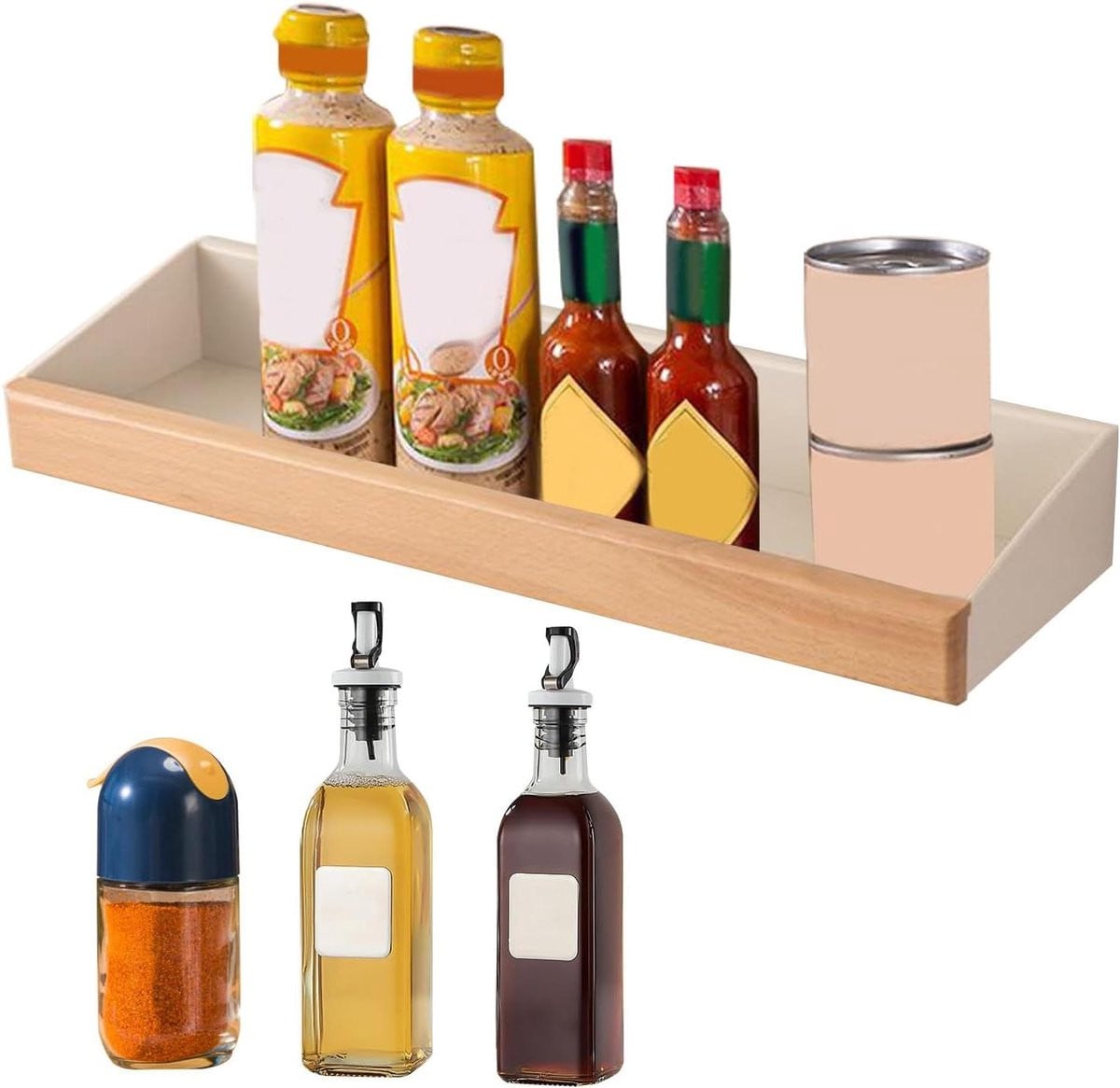 Rustieke houten wandplanken - Zwevende massief houten plank voor keuken, badkamer of kantoor - 60 cm