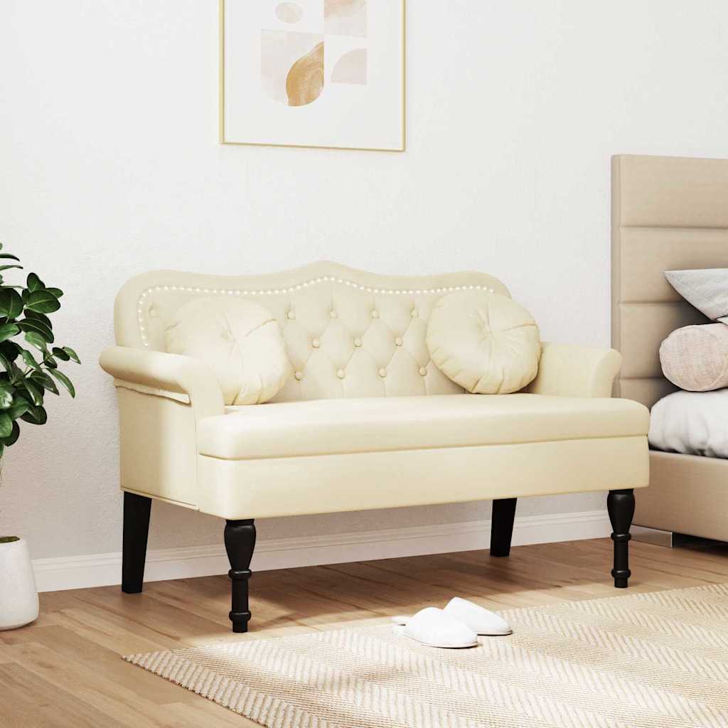 vidaXL Chesterfield Bench Crème 120,5 x 65 x 75 cm Simili cuir