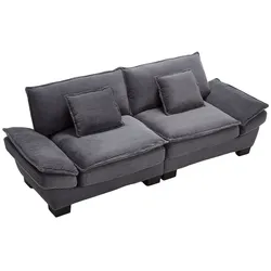 3-Sitzer Sofa Samt ultratief Massivholzrahmen gepolsterte Armlehnen stabile Kunststofffüße 220x80 Kissen Wohnzimmer Sofa Dunkelgrau