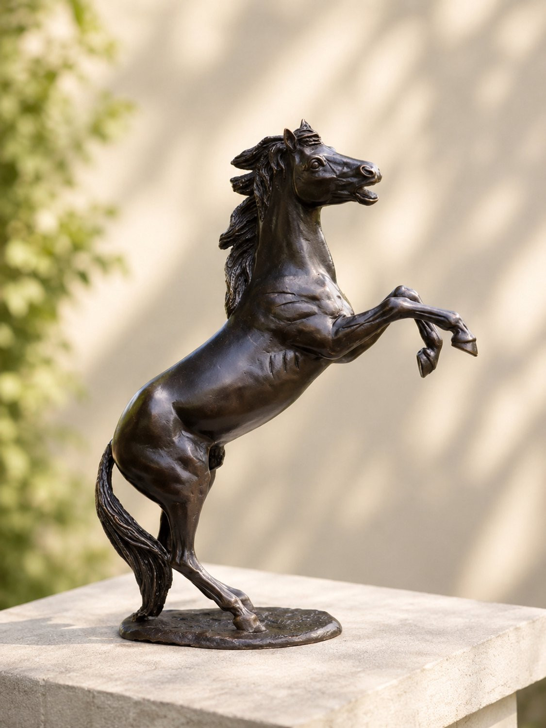 Bronzartes Tuinbeeld Klein steigerend paard, bronskleur, Hoogte: 24 cm