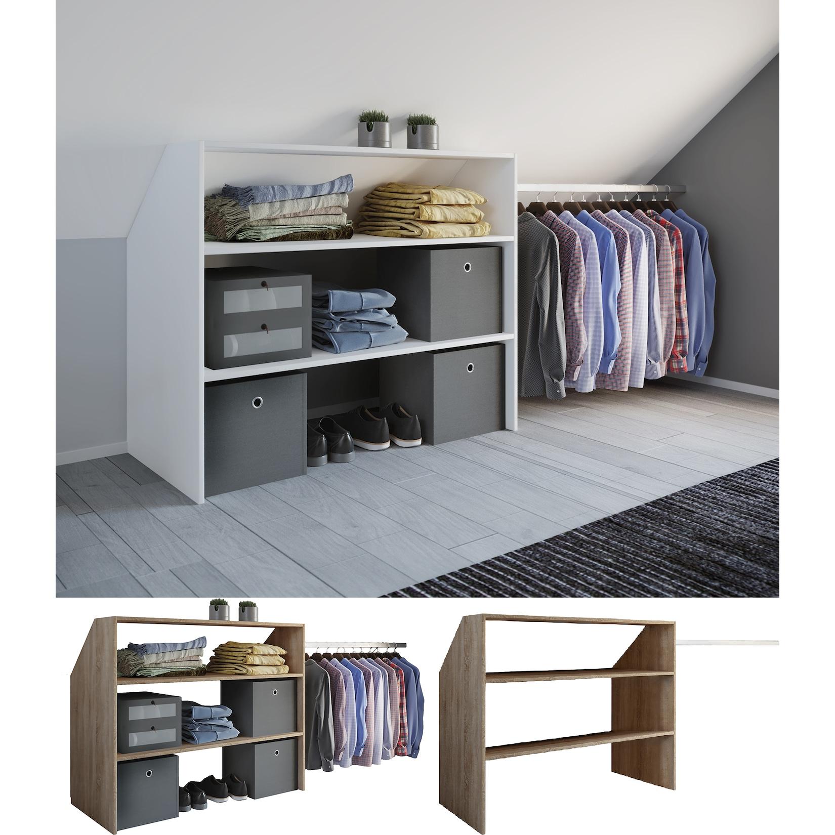VCM Holz Kleiderschrank offener Schrank begehbarer Kleiderregal Dachschrägen Regal Maße ca. B. 90 x H. 100 x T. 50 cm - Dacho l