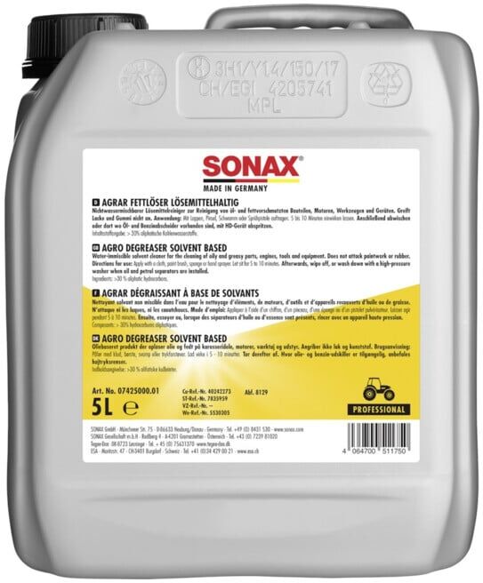 SONAX AGRAR Dégraissant solvants 5 l (07425000)