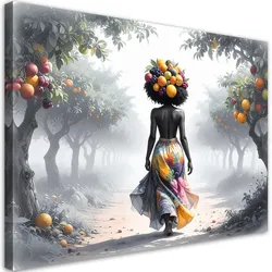 LEINWANDBILD Frau mit Früchten auf dem Kopf 60x40cm