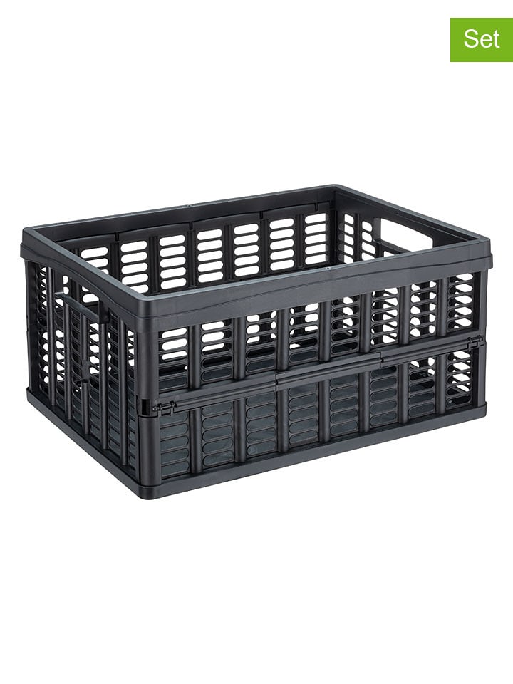 NHG 2er-Set: Faltkisten "L" in Schwarz - 32,5 l - onesize