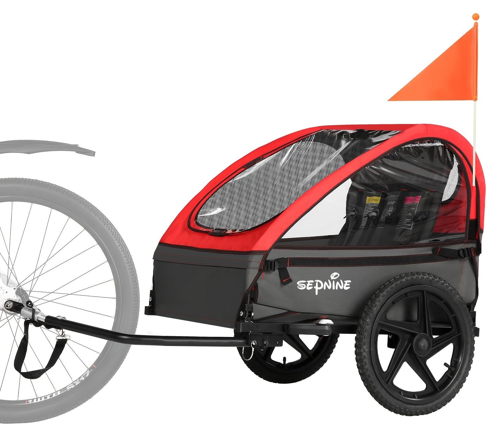 Fahrradanhänger - Kinderfahrradanhänger - Zweisitzer - Klappbar - Maximale Tragfähigkeit: 40 kg - Eisen
