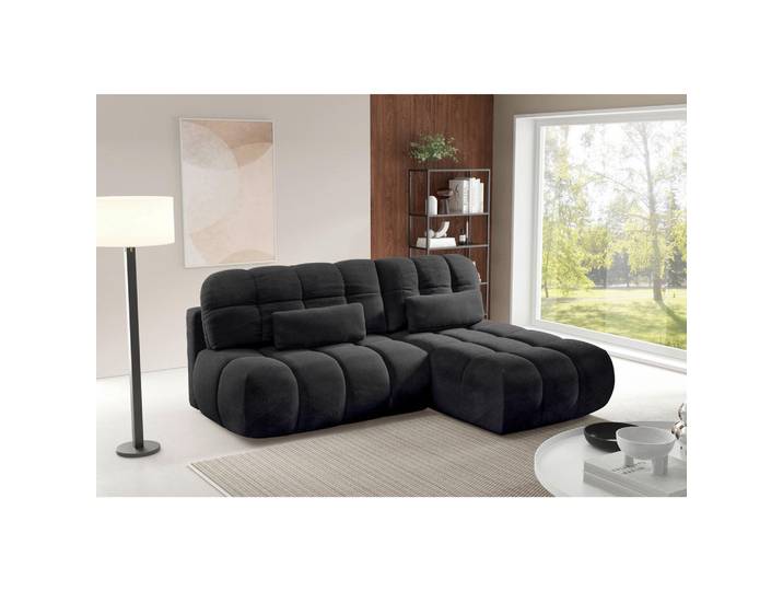 Livetastic Ecksofa Taranto, Schwarz, Kunststoff, 3-Sitzer, Füllung: Polyurethan (Pur), Silikon,Polyurethan (Pur), Silikon, nicht einzeln stellbar, Eckteil, L-Form, 225x172 cm, Made in EU, Wohnzimmer, Sofas & Couches, Wohnlandschaften, Ecksofas