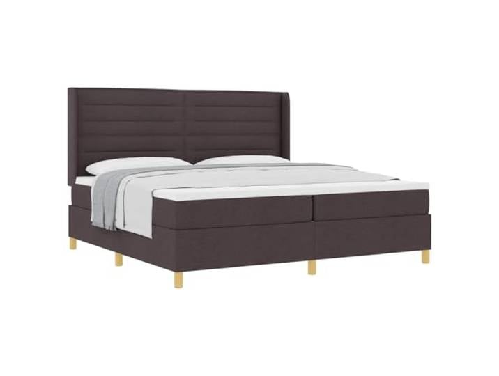 KKgypkn Boxspringbett 200x200 cm mit verstellbarem Kopfteil, mittel-Harte Matratze, Dunkelbraun, Stoffbezug, stabile Holzrahmenkonstruktion mit goldenen Beinen