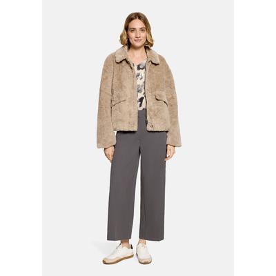 Outdoorjacke BETTY BARCLAY "Damen mit Plüsch", Damen, Gr. 42, beige (taupe), Plüsch, Obermaterial: 100% Polyester. Futter: 54% Viskose, 46% Polyester, lässig geschnitten, Jacken Outdoorjacke
