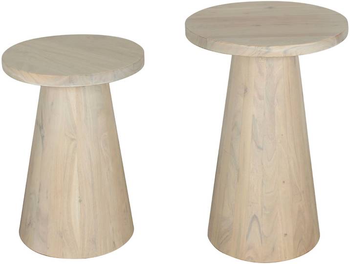 Beistelltisch BYLIVING Cone , beige (weiß wash, weiß wash, weiß wash), H:60cm, Tische, Beistelltisch, aus Massivholz in schwarz oder white wash, verschiedenen Größen