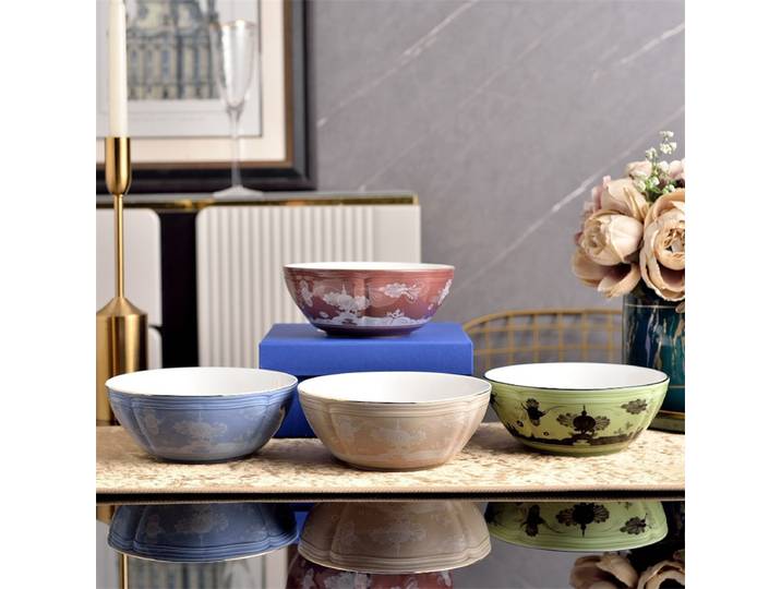 Série Orientale Italienne, Céramiques Rétro Luxe Léger, Bol à Riz 4,5 pouces, Bol à Soupe 6,75 pouces, Bol à Salade 5,75 pouces, Vaisselle