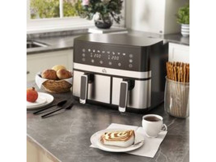 Friteuse à air double compartiment 8 5 L 2700 W 2 paniers 5 2 L et 3 3 L 8 programmes synchronisation noir